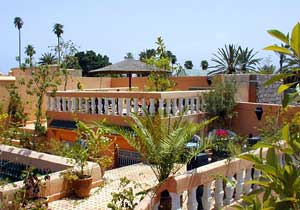 La terrasse du riad fleurie toute l'année marrakech maisons d'hotes Riad Les Oliviers